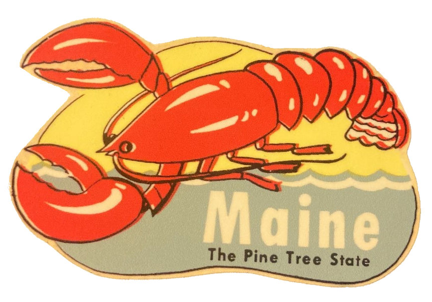 (image for) Maine (3) Lobster Vintage Vacation Stickers
